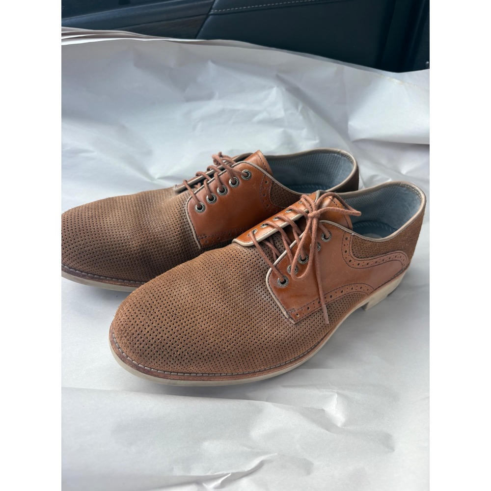 Johnston & Murphy Mens Brown Leather Perforated Wingtip Oxfords 12M